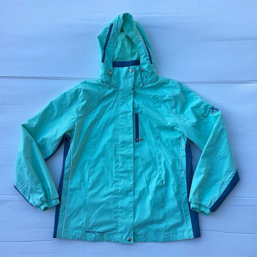 ZeroXposur Women's Aqua Blue Hooded Rain Jacket Windbreaker Size S